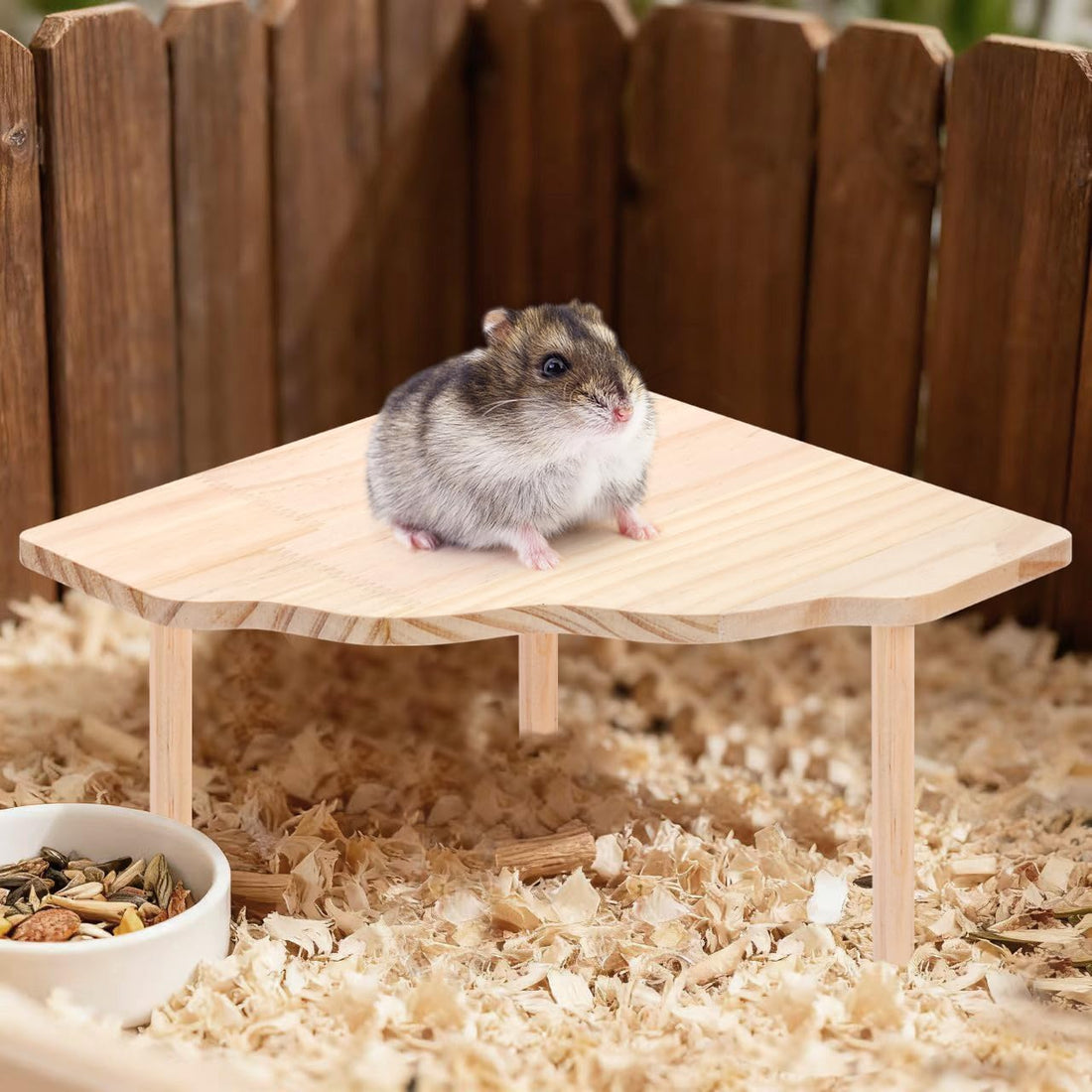Hamster Play Wooden Platform，2-Piece ，Hamster Cage Accessories Toy Set