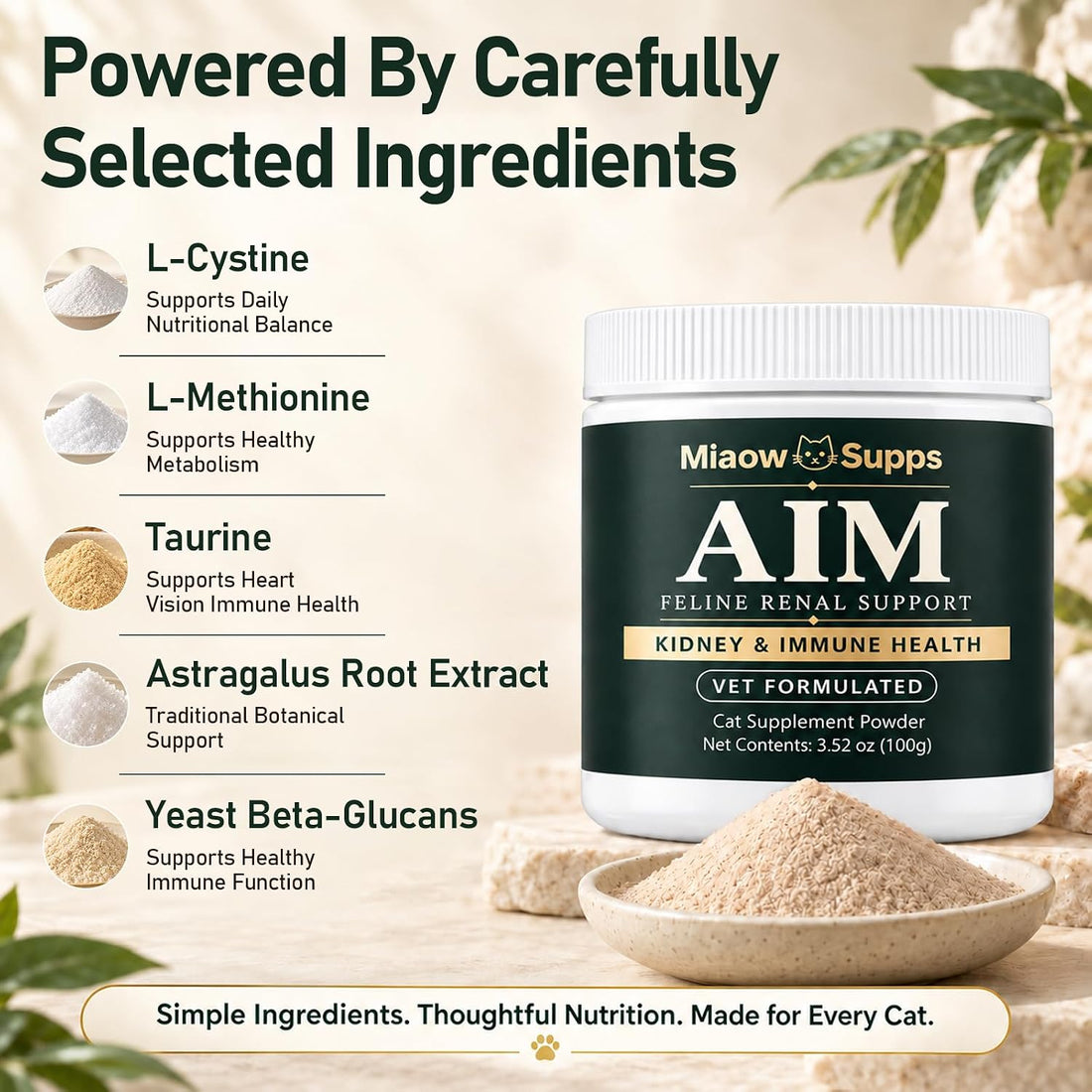 Aim for Cats Powder, Aim Kidney & Immune Health for Cats, 100g
