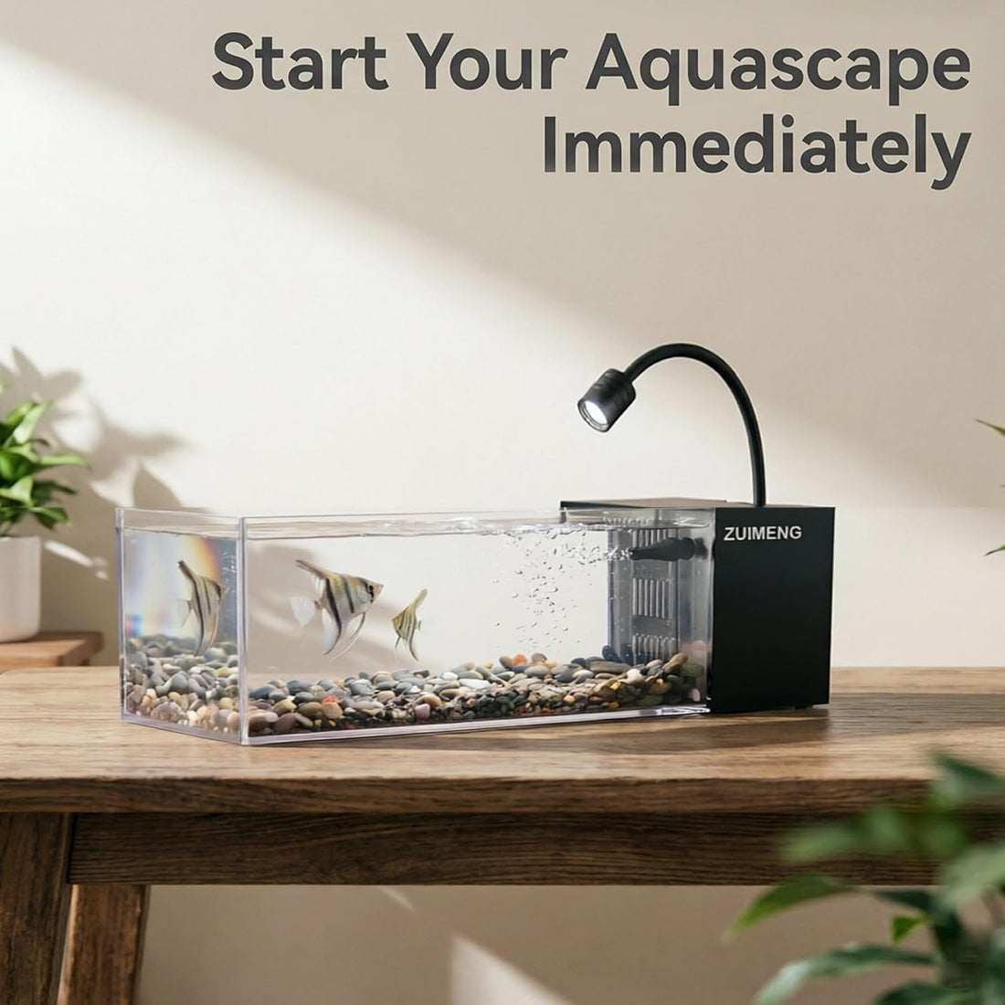 2.7 Gallon Small Fish Tank,Ultra-Clear Rimless Desktop Glass Aquarium