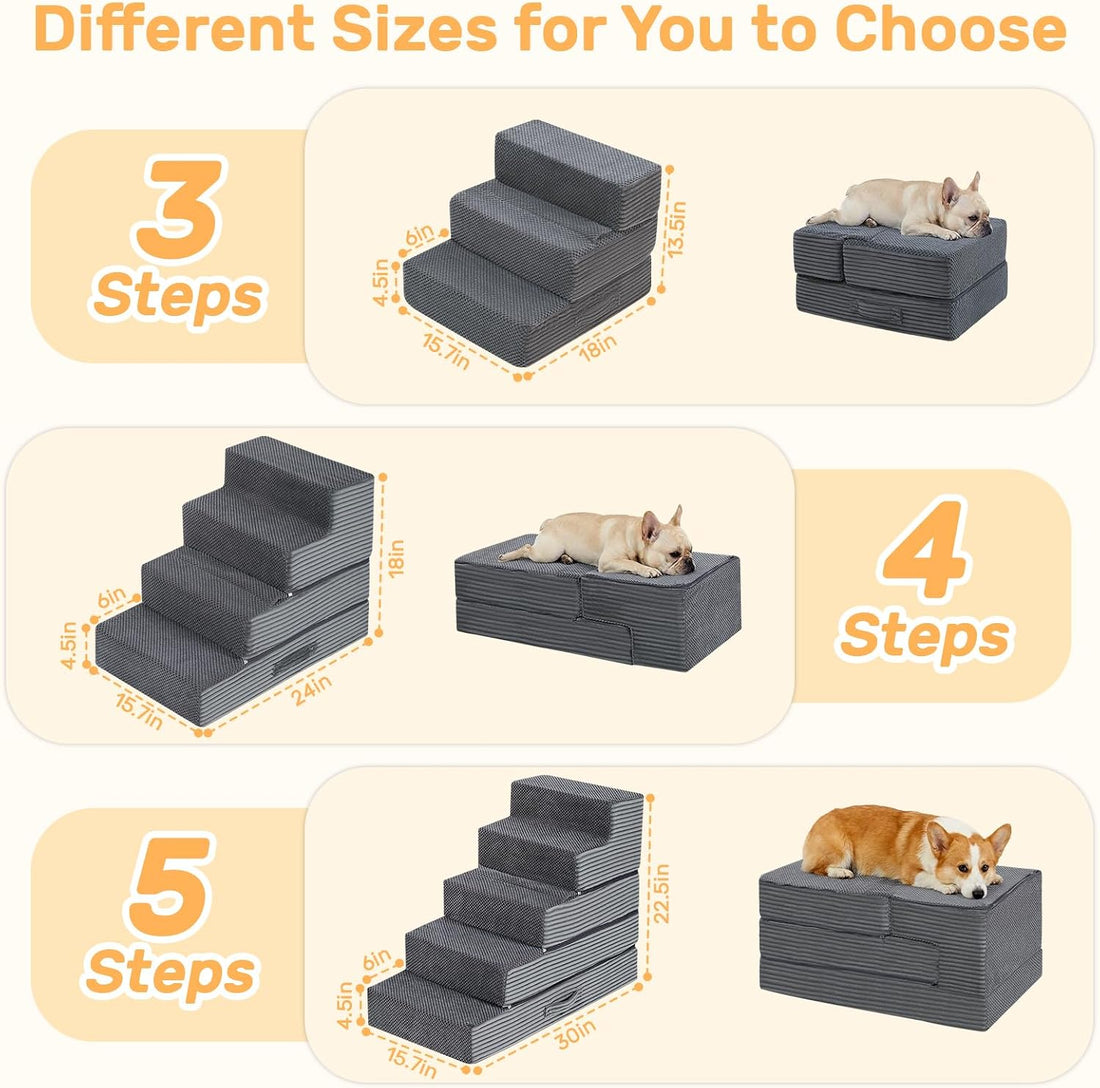 Dog Stairs for Small Dogs, 13.5" H Foldable Dog Steps for High Bed