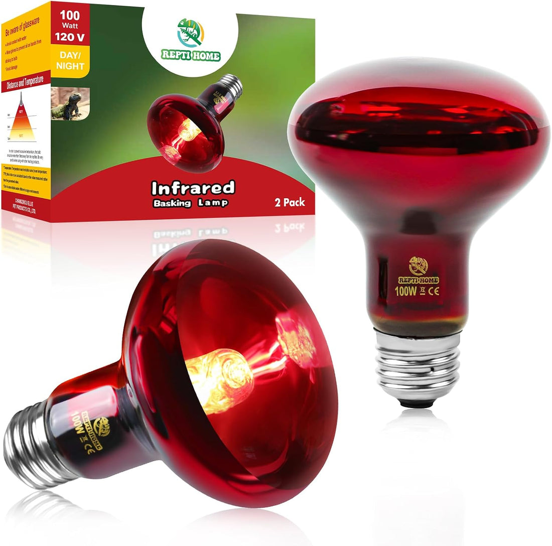 Infrared Reptile Heat Lamp Bulbs,2 PCS 50W Reptiles & Amphibians