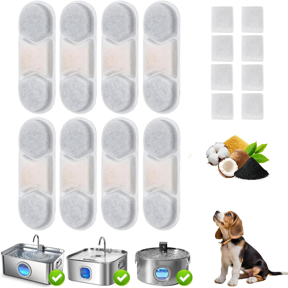 12 Pack Dog Fountain Filter Replacement for 3.2/4.2Gal Stainless Steel