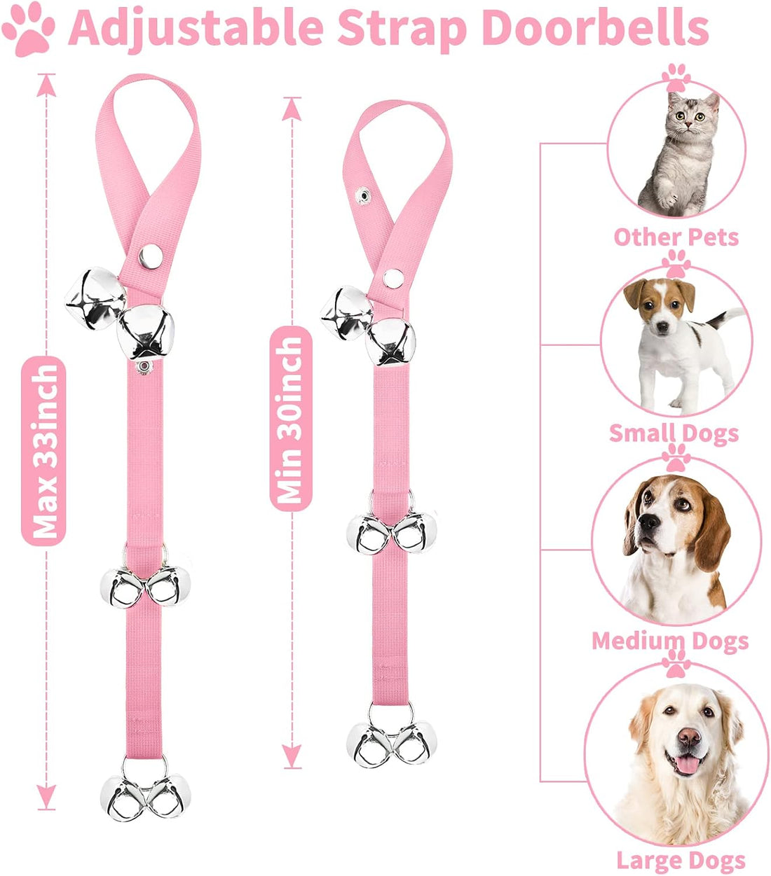 2 Pack Dog Doorbells, Pet Training Bells for Outside Potty Training