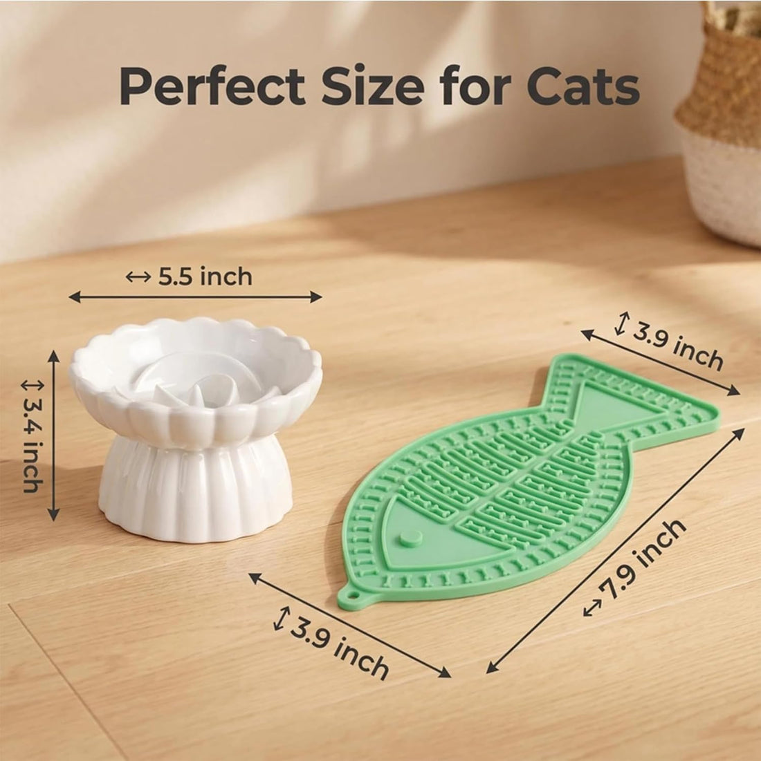 Ceramic Cat Slow Feeder, Raised Slow Feeder Cat Bowl