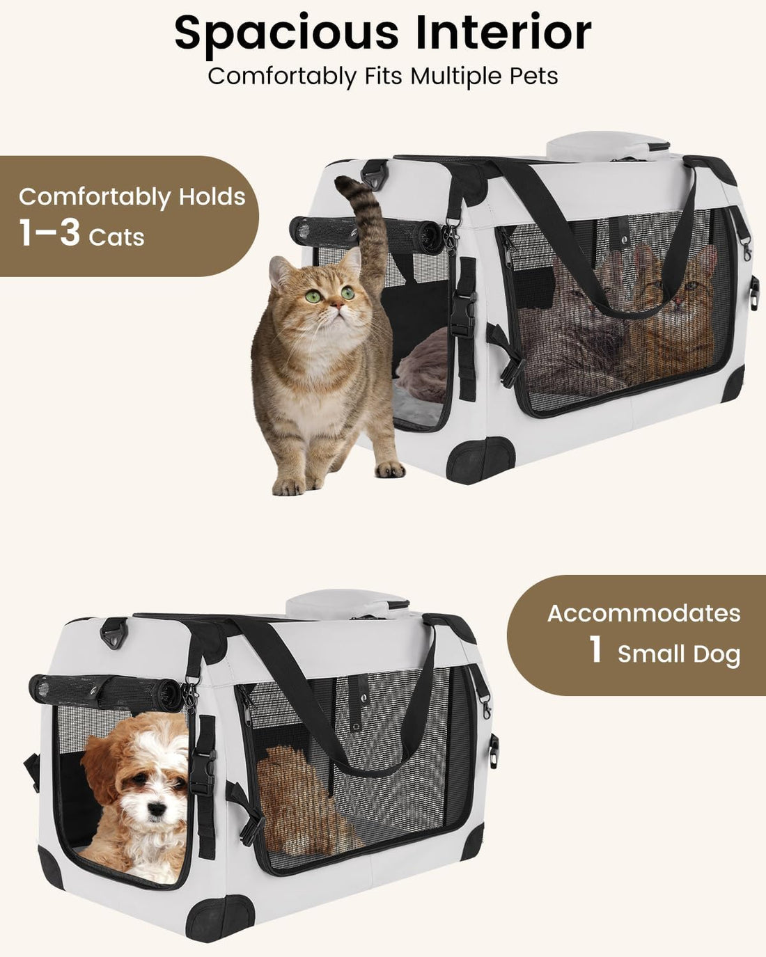 Extra Large Cat Carrier for 2 Cats, Soft-Sided Travel Carrier