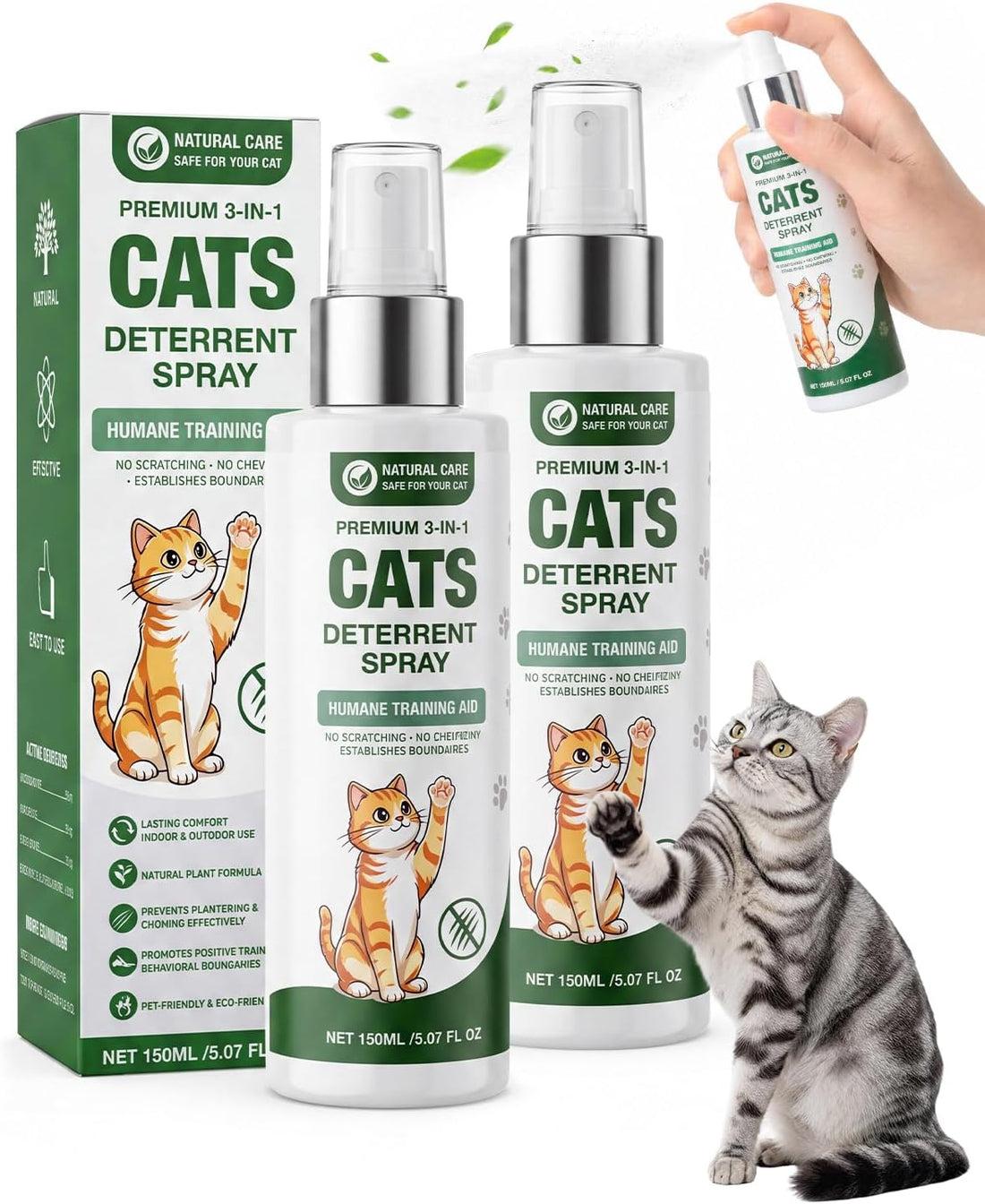Cat Deterrent Spray for Furniture, Plant-Based Indoor & Outdoor
