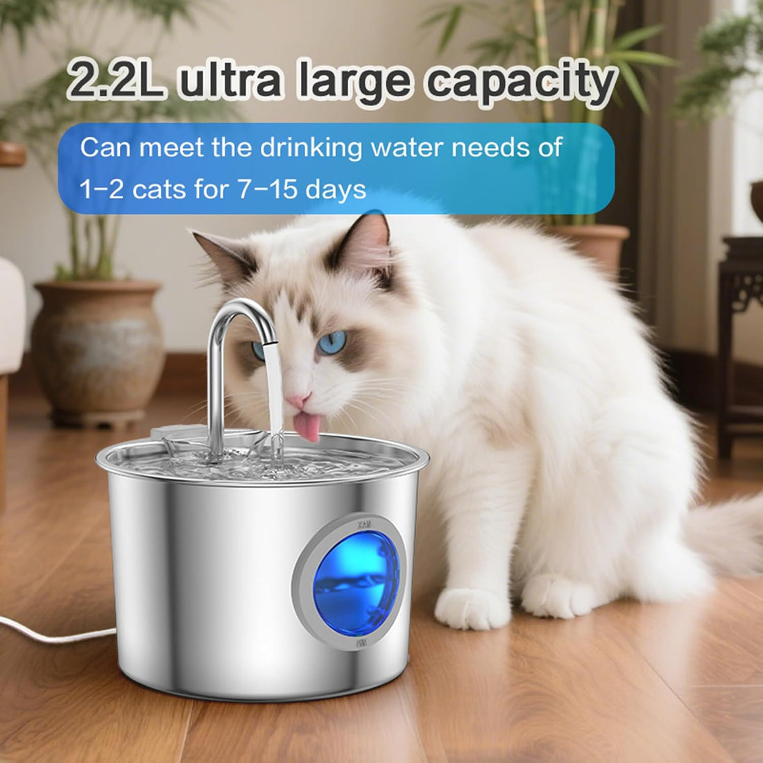 Cat Water Fountain Advanced 304 Stainless Steel 2.2L/74oz