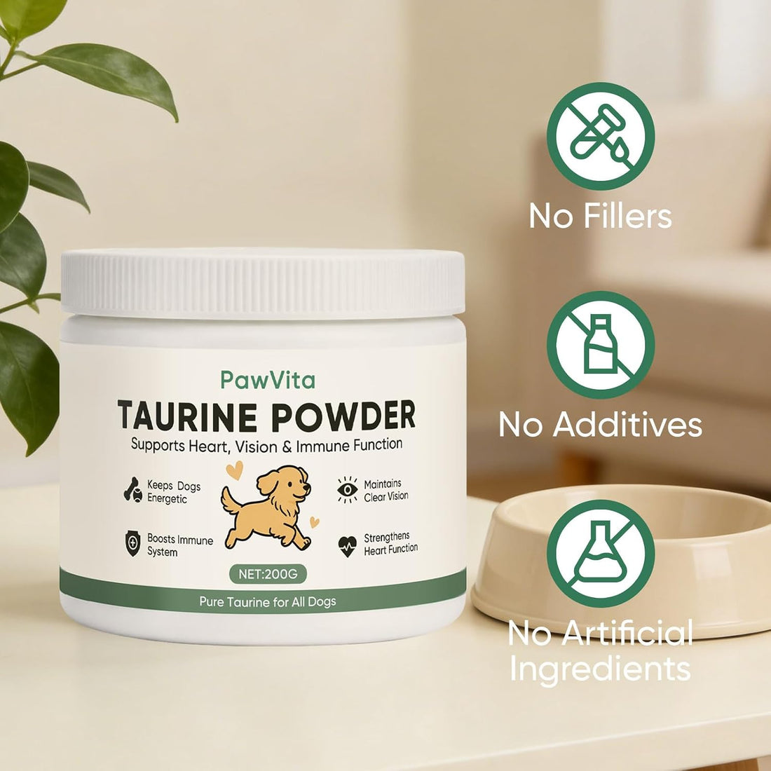 PawVita Pure Taurine Powder, Taurine Supplement for Dogs