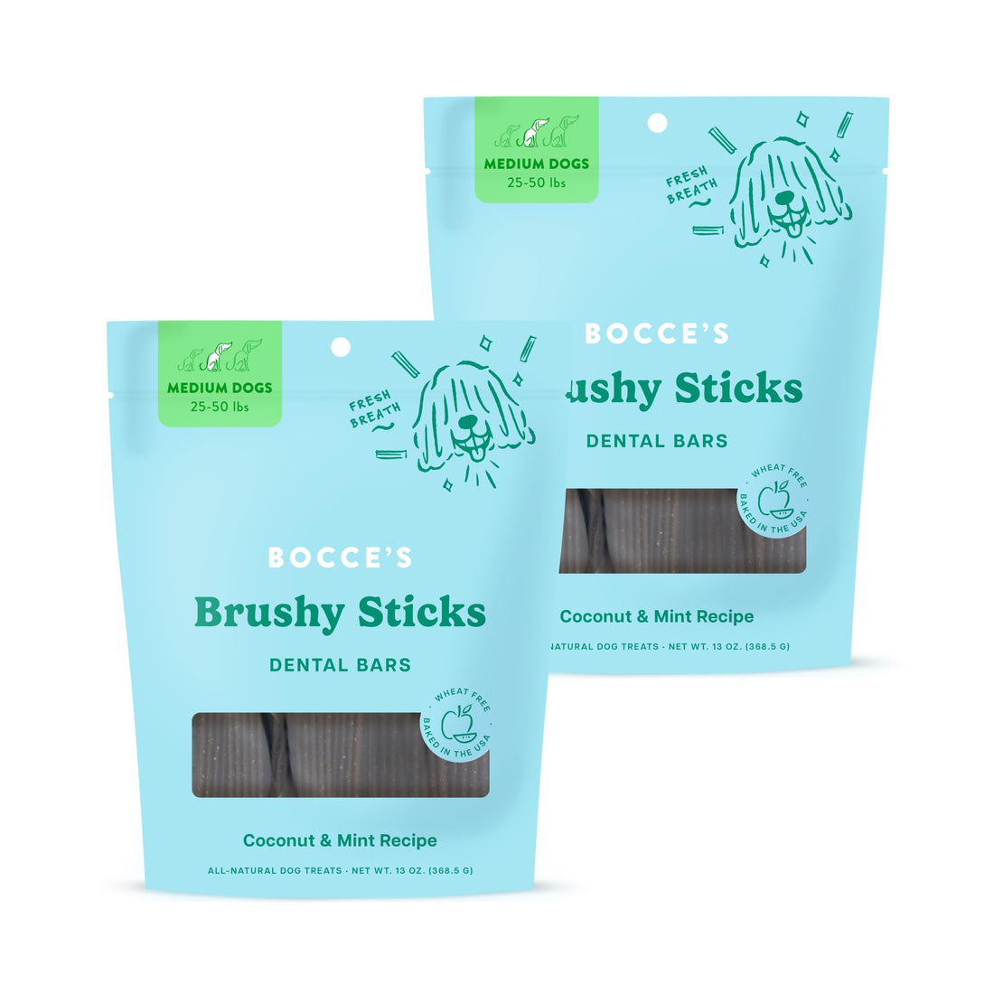 Bocce's Bakery Dental Brushy Sticks for Medium Dogs – Natural