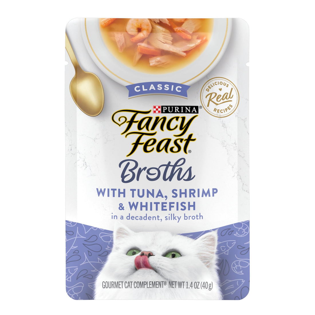 Purina Fancy Feast Broths Classic Cat Food Topper With Tuna, Shrimp