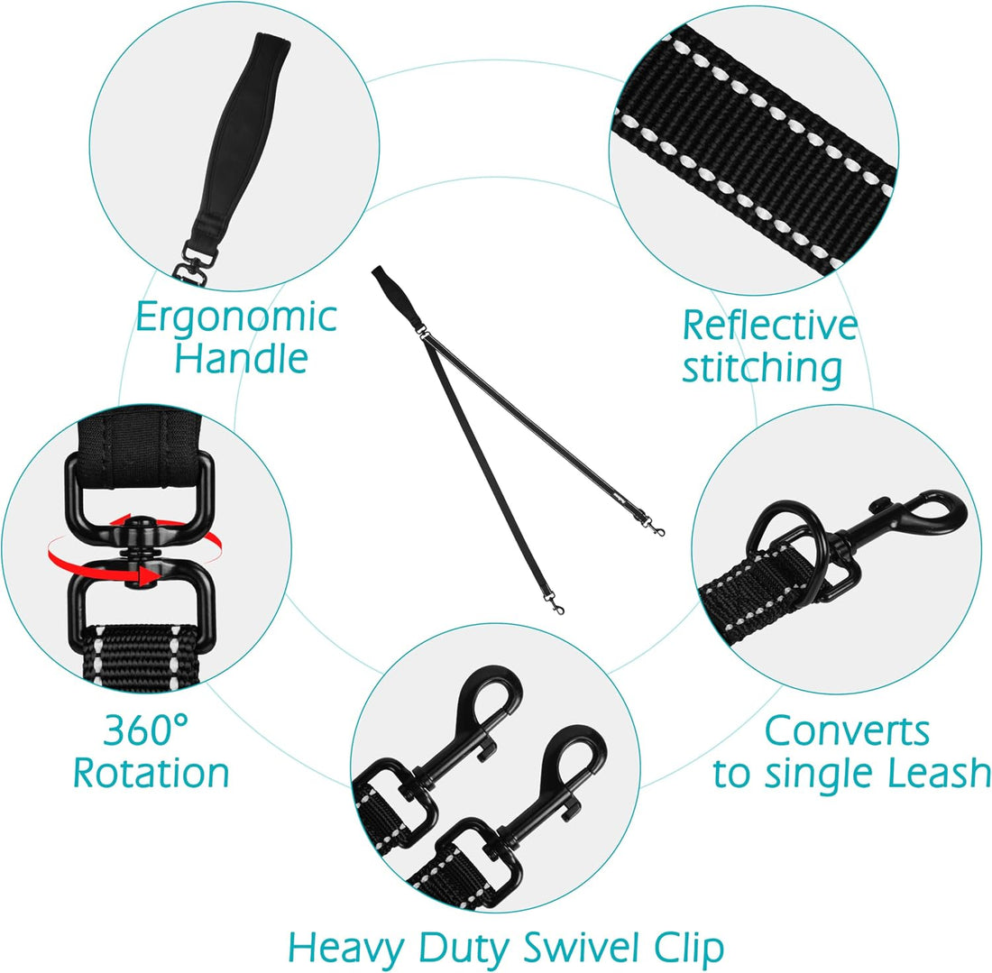 PetBonus Two Point Control Dog Leash, Works with No Pull Harnesses