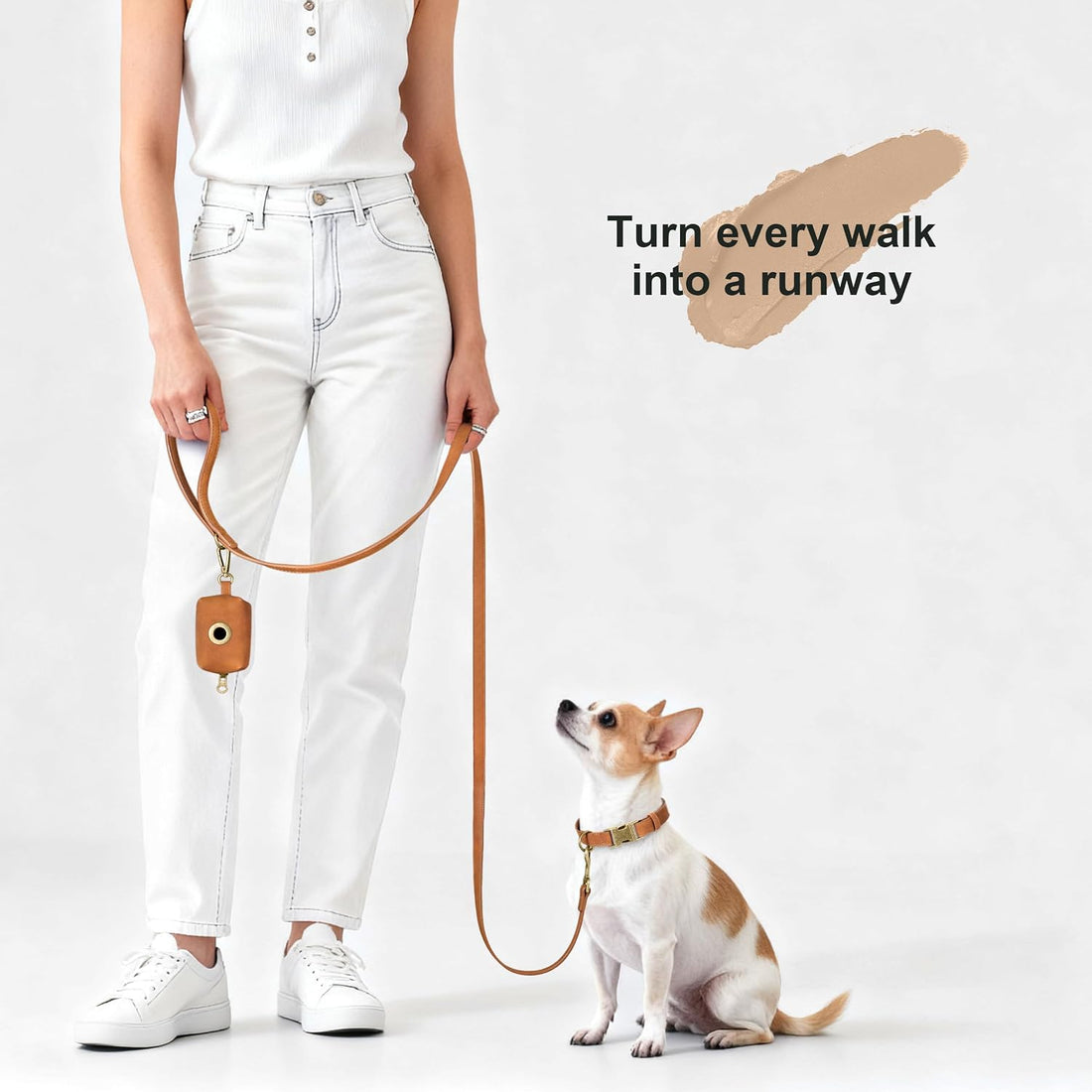 Didog PU Leather Dog Leash for Small Dogs, 5/8in x 5ft