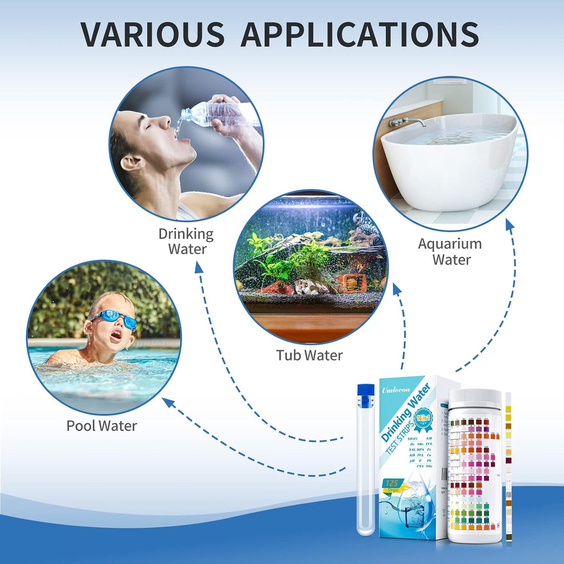 16 in 1 Water Test Kit with 125 Test Strips for Home Water Quality
