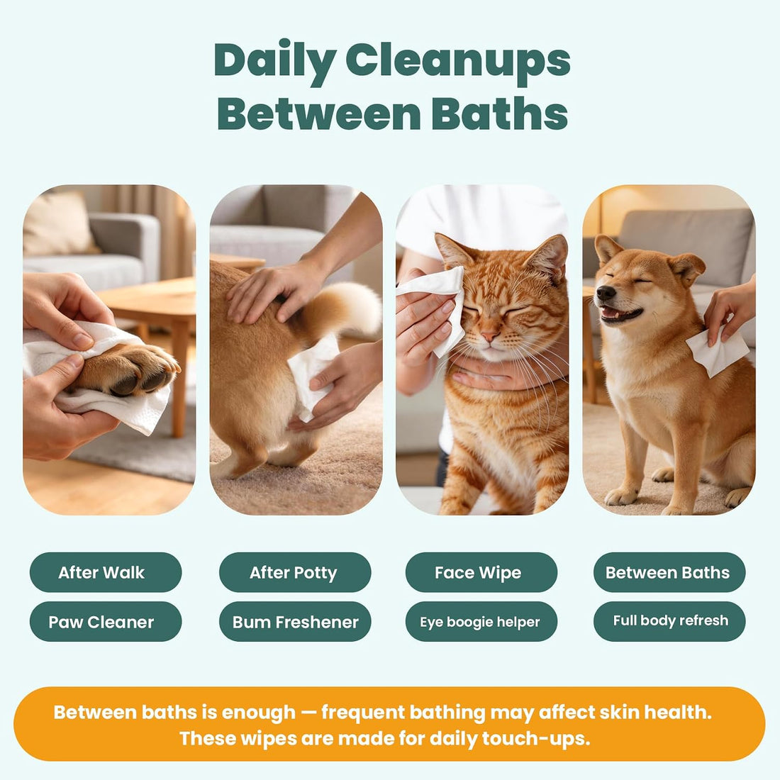 200 Count Dog Wipes & Cat Wipes | Hypoallergenic, pH Balanced for Paws