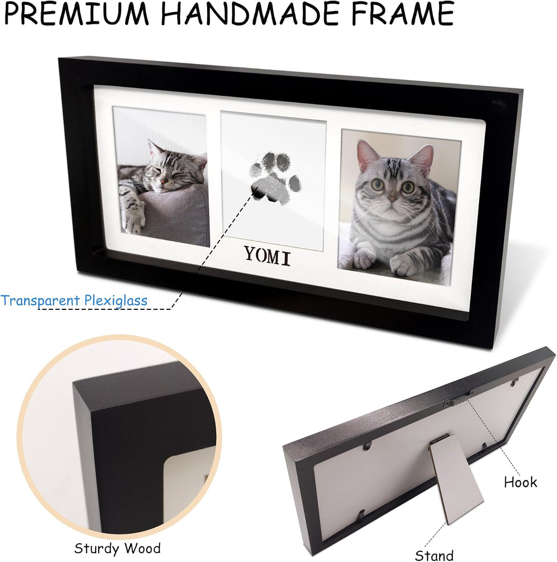 MYPAWLETS Paw Print Frame & Ink Pads Kit,Dog or Cat Paw Print Kit,2