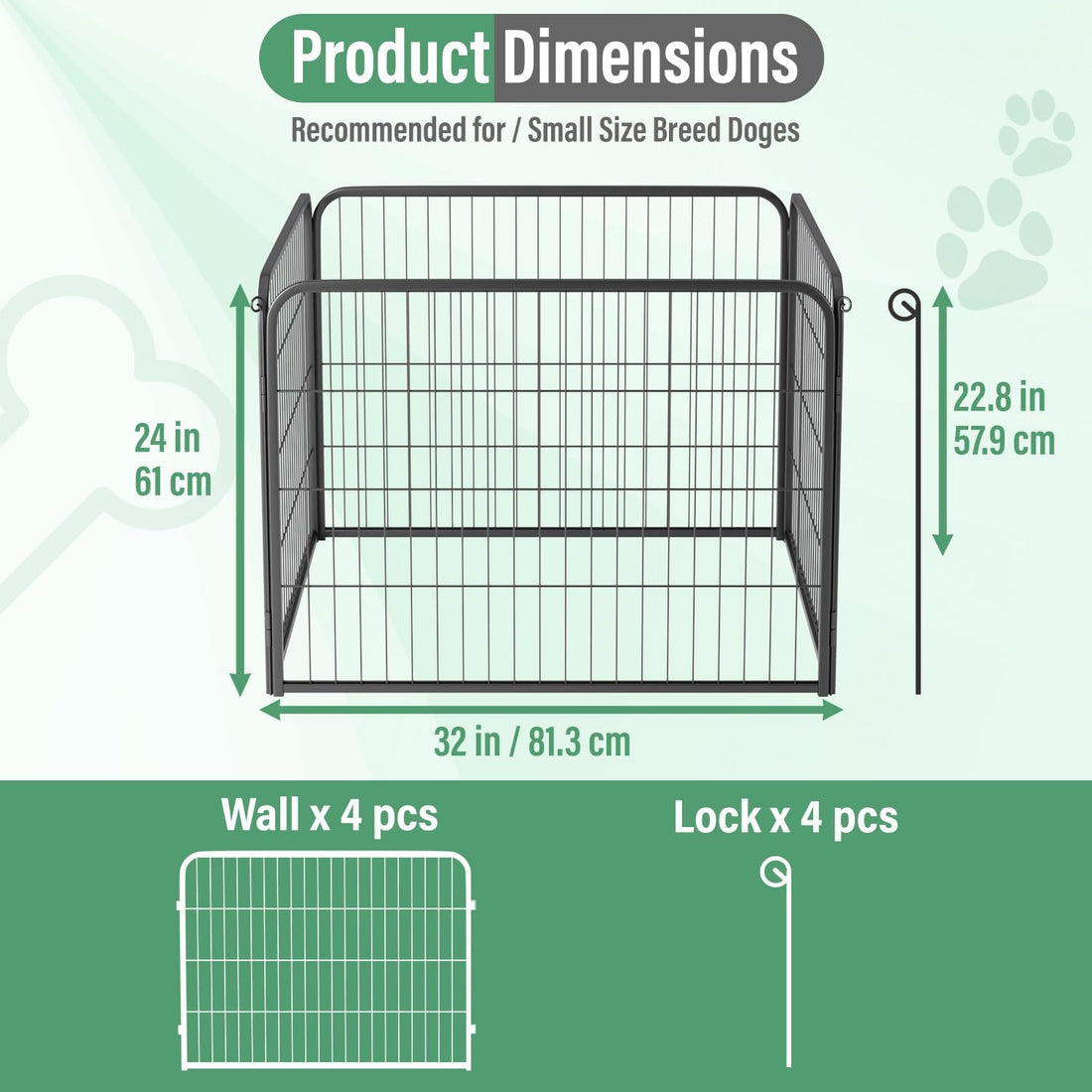 FDW Dog Playpen Kennel - 4 Panels, 24 Inch Height