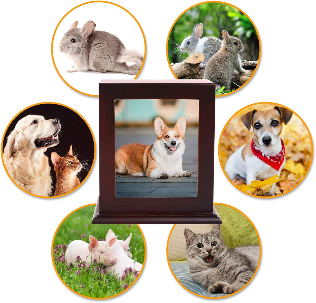 BRKURLEG Dog Urns for Ashes, Animal Wood Urn