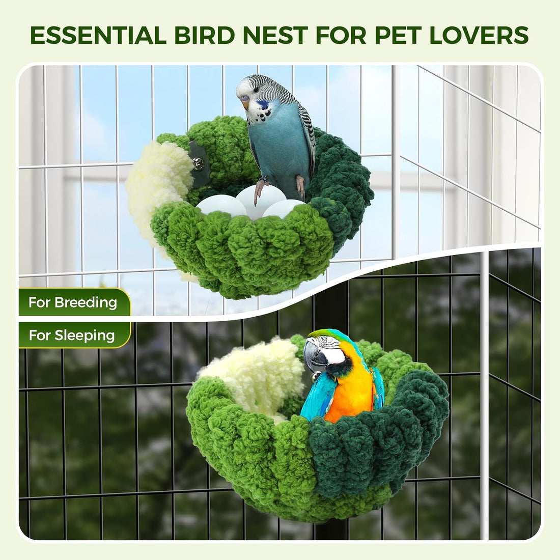 Admaison Bird Nest for Cage,Plush Hanging Bird Bed