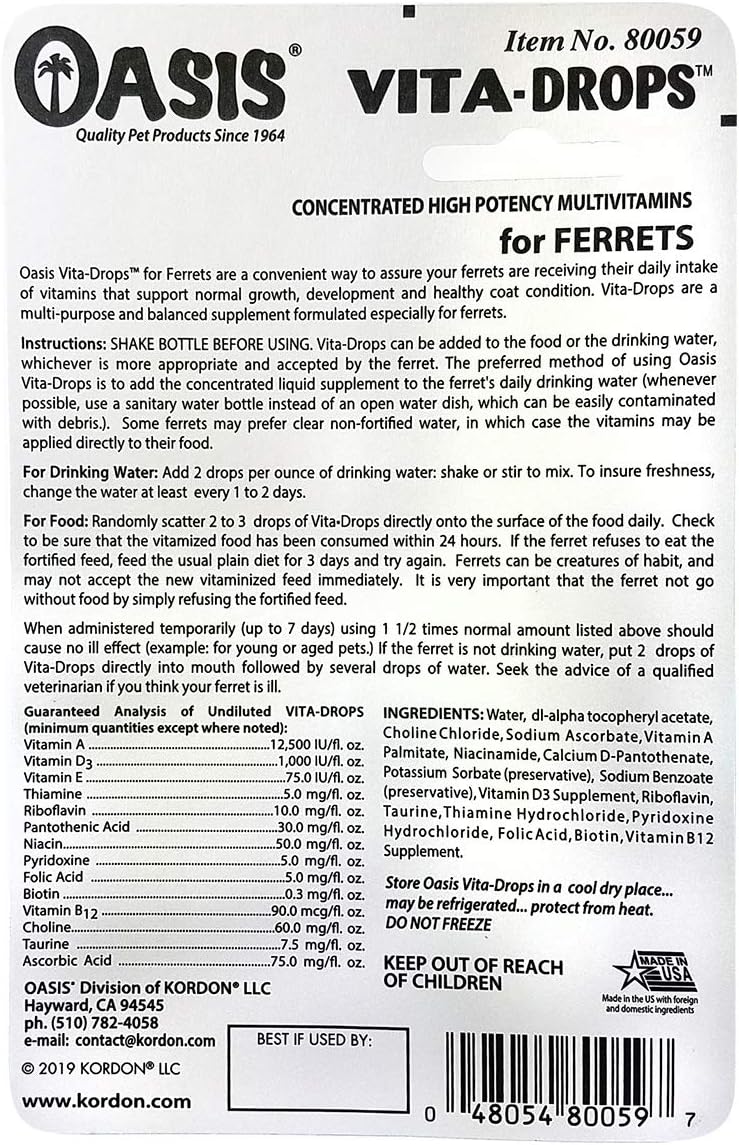 OASIS #80059 Ferret Vita-Drop Vitamins, 2-Ounce