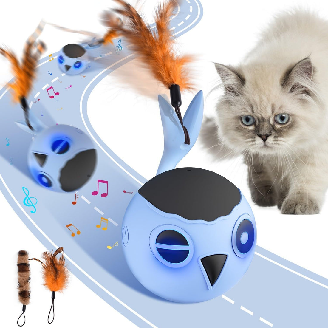 Cat Toys Ball, Smart Motion Sensor Moving Ball with 4 Sounds& 3 Speed