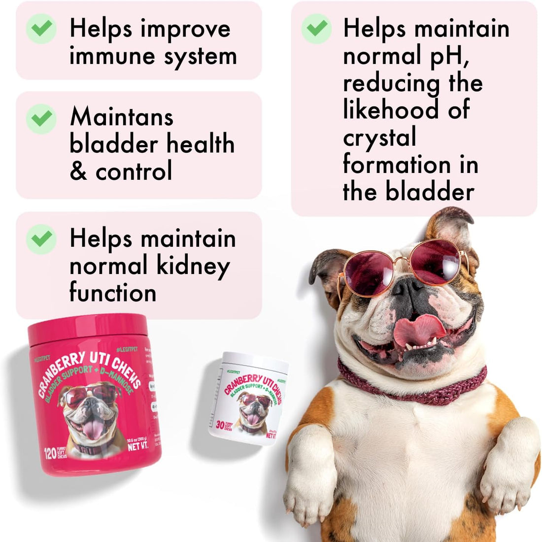 Cranberry UTI Chews for Dogs Bladder Support + D-Mannose Supports