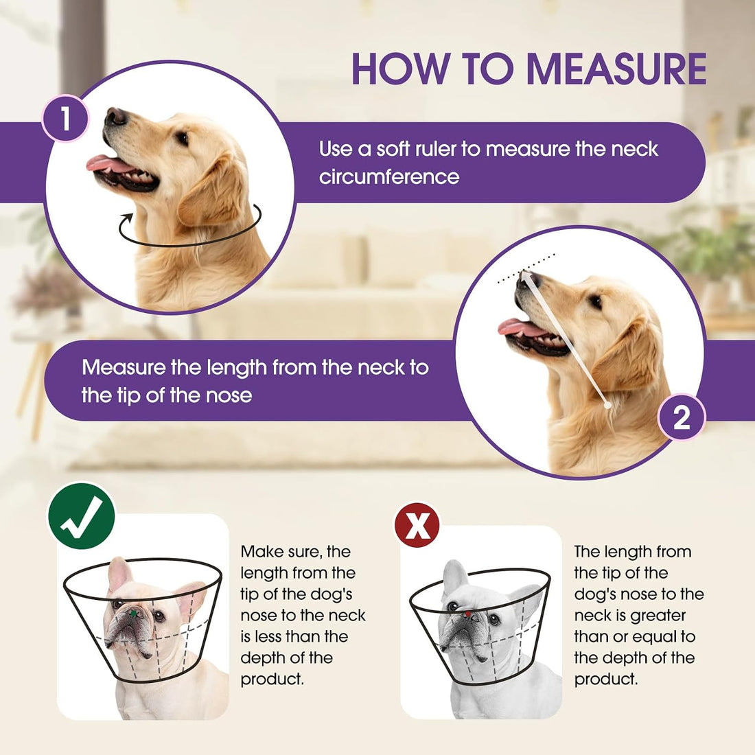 Dog Cone Collar After Surgery, Soft Cone for Dogs to Stop Licking