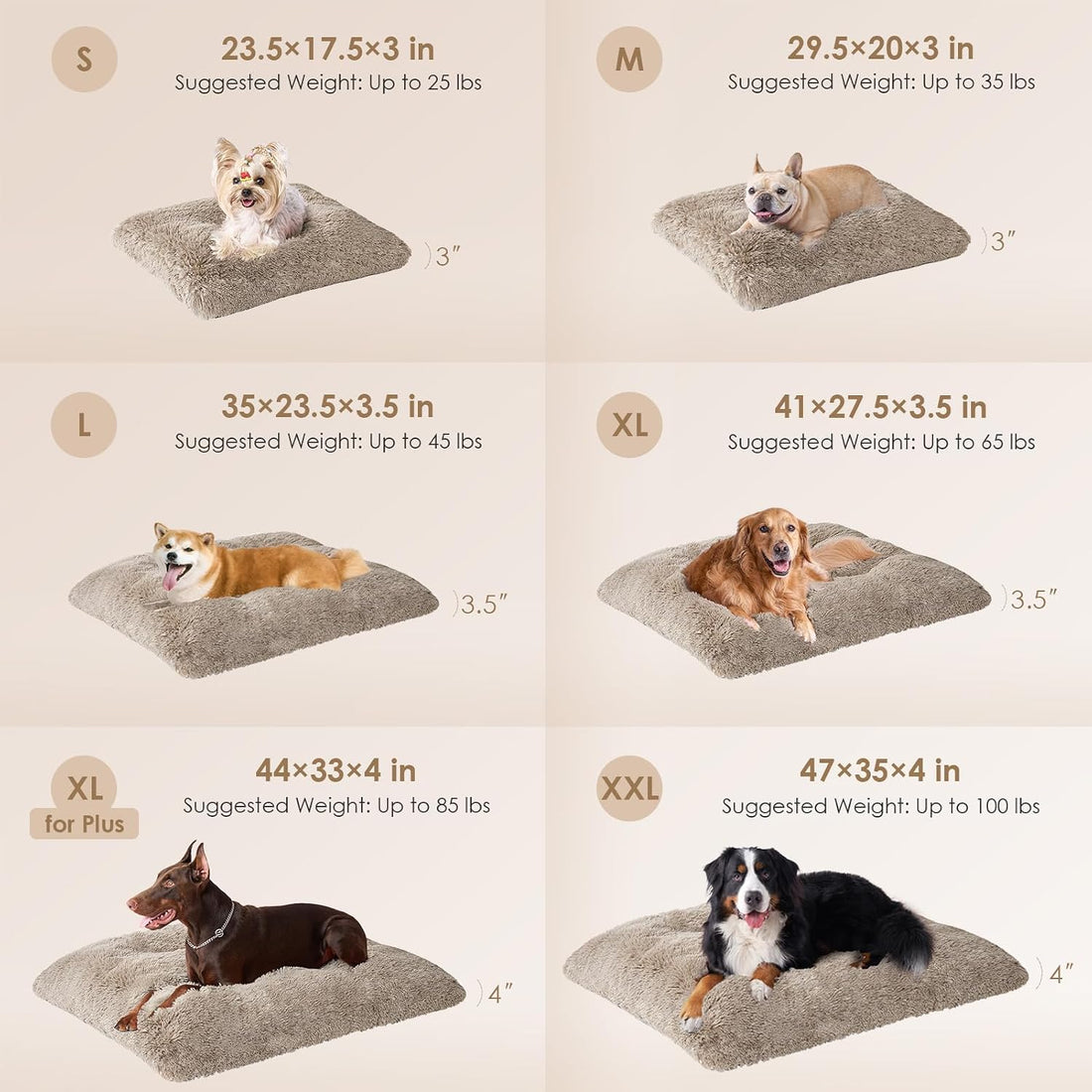 EHEYCIGA Fluffy Dog Crate Bed, Plush Extra Large Dog Pillow