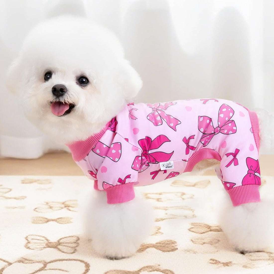 XPUDAC 4 Pieces Dog Pajamas Soft Strechy Puppy Onesies Pet Clothes