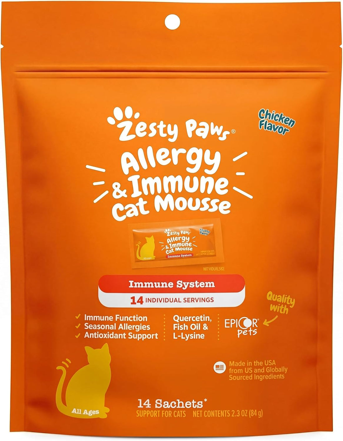 Zesty Paws Digestion Cat Mousse - Cat Vitamins Squeezable, Chicken