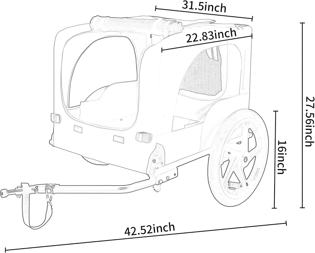 KEIKI Dog Bike Trailer with Built-in Leash