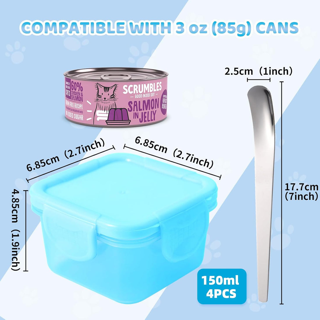 Canned Cat Food Storage Can Container for 3oz Cat Cans,4 Pack