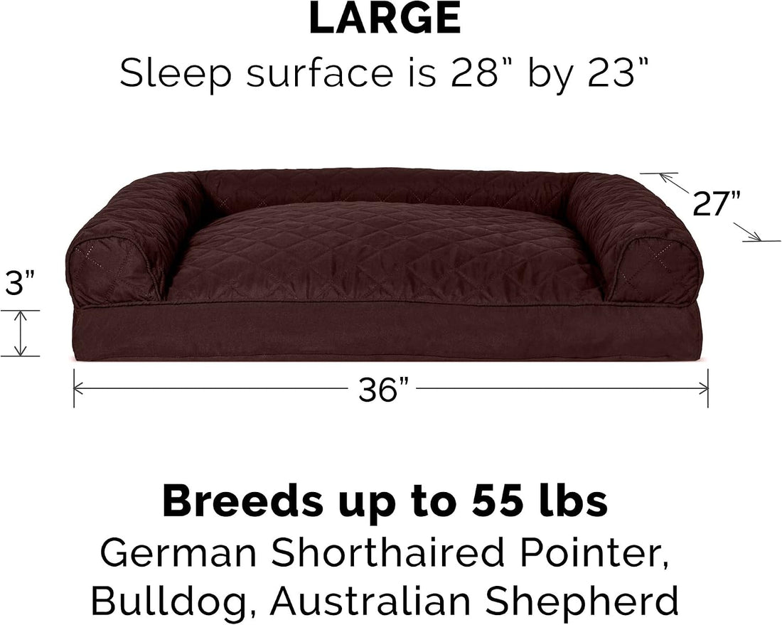 Furhaven Pillow Dog Bed for Large/Medium Dogs w/ Removable Bolsters