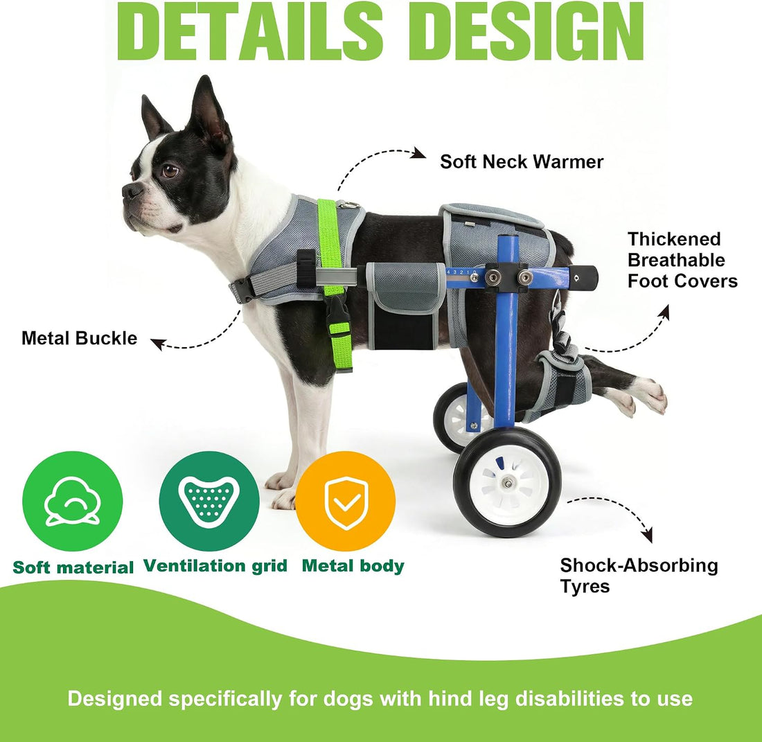 Lightweight and Adjustable Dog Wheelchair for Back Legs XXS