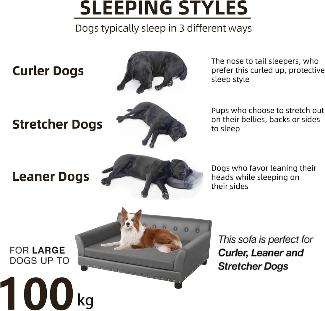 XL Leather Dog Sofa: Scratch Resistant Pet Couch up to 132lbs
