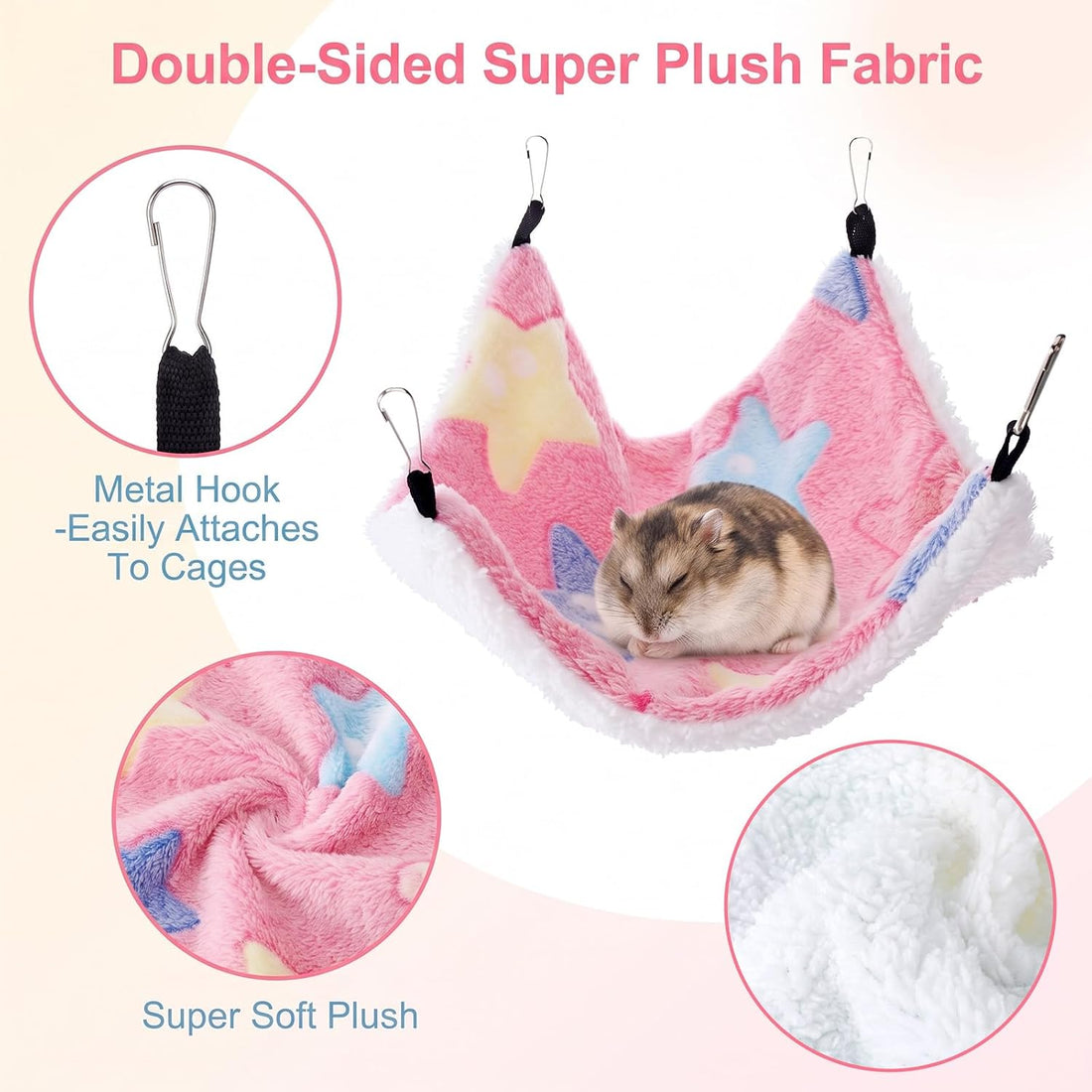 2Pcs Guinea Pig Hammock, Hanging Corner Pet Rat Hammock with Hooks