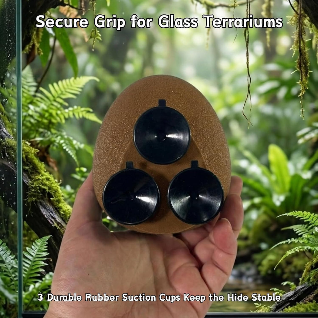 Egg Reptile Hide Cave with Suction Cups, Hanging Gecko Shelter