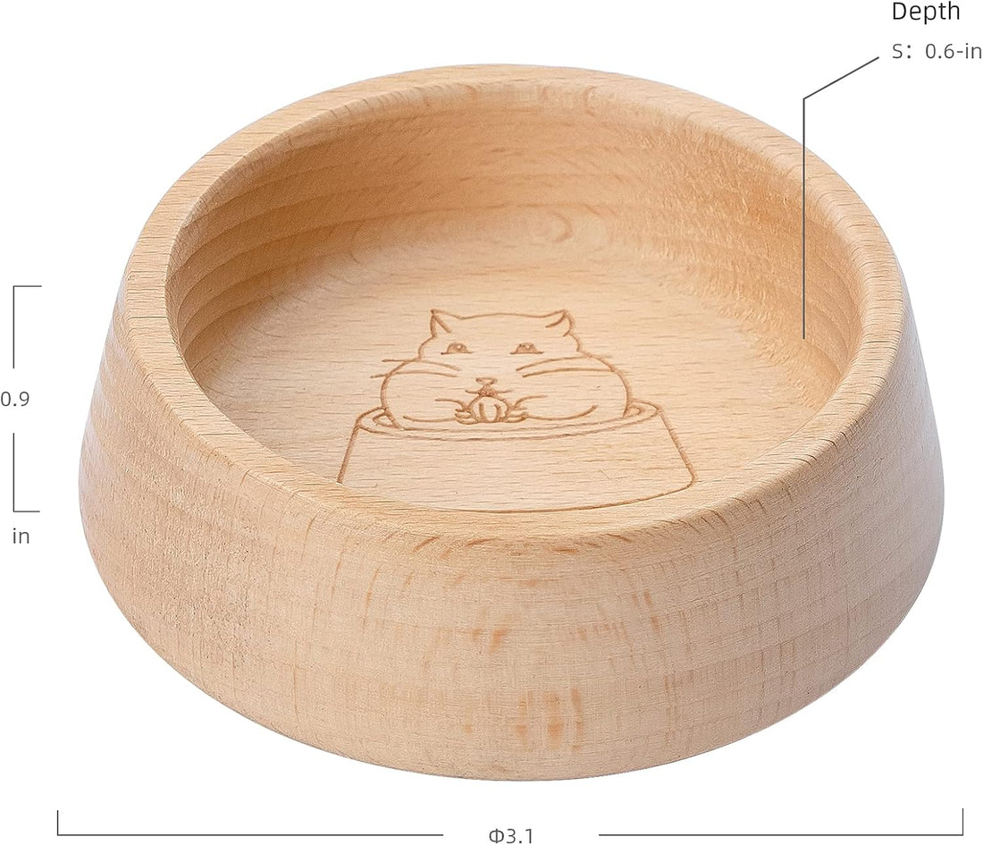 Niteangel Wooden Hamster Food Bowl: Beech Stable & Hammy Pattern