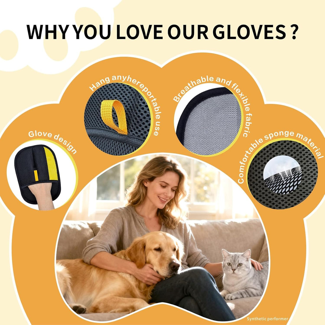 XIDEAEO Pet Hair Removal Glove for Dogs & Cats