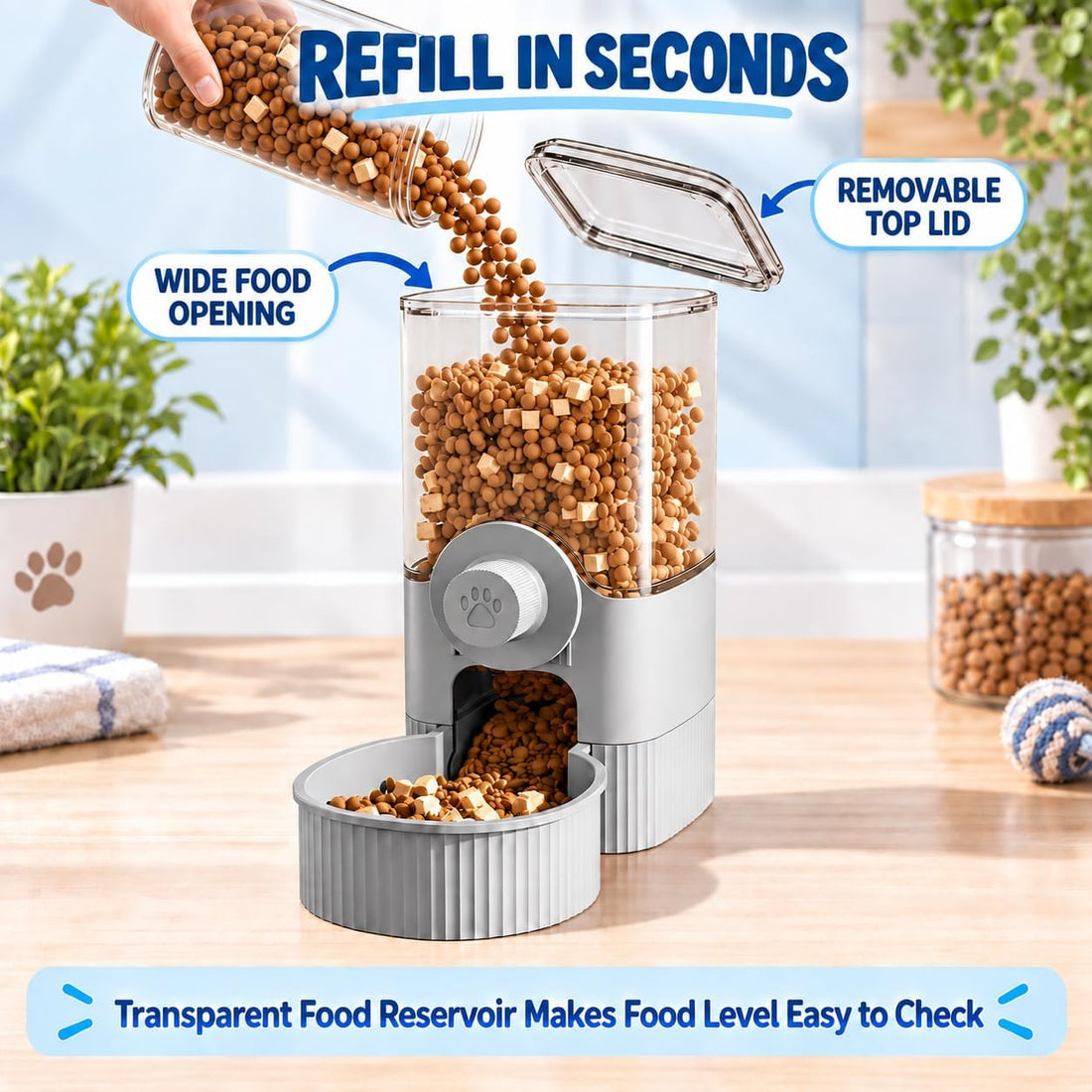 Automatic Rabbit Feeder and Water Dispenser, Cage-Mounted Gravity