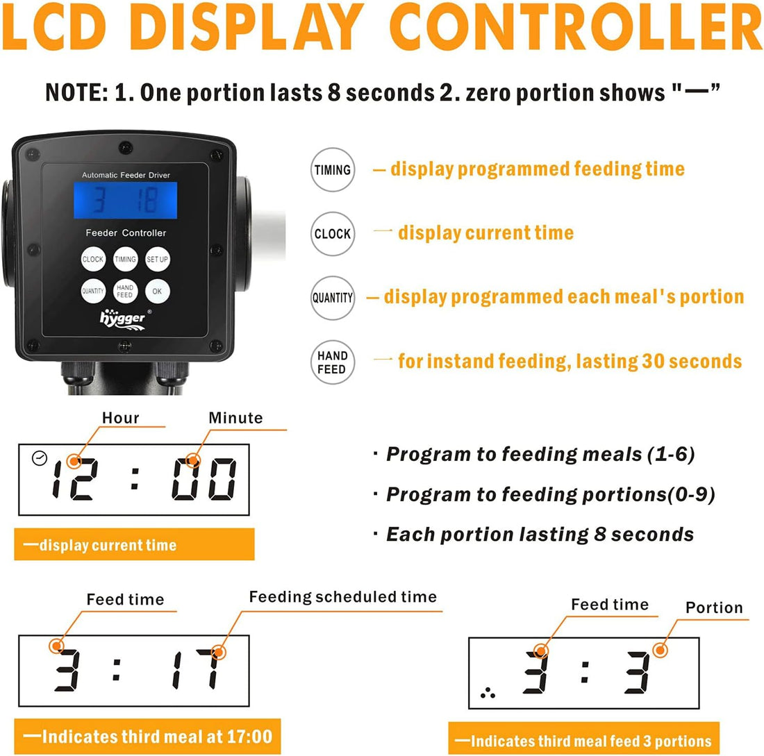 hygger Large Programmable Auto Pond Feeder with LCD Display