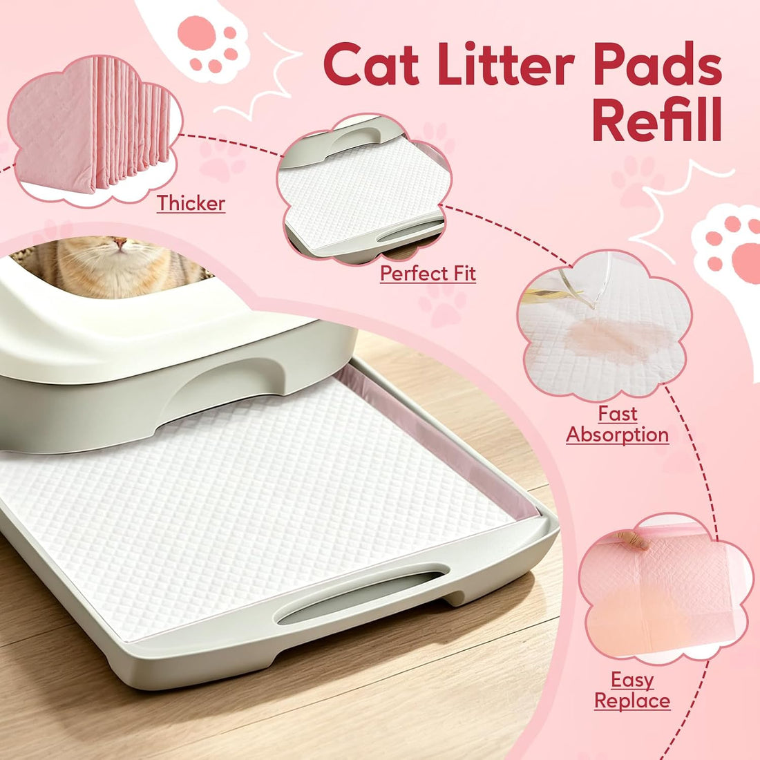30 Pack Cat Litter Pads Compatible with Tidy Cats Breeze