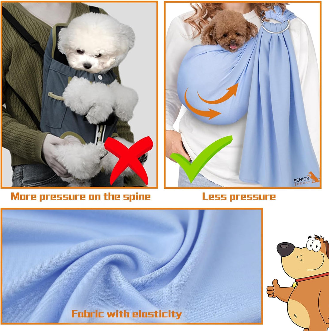 Dog Sling Carrier for Small Dogs, Adjustable Cat Sling Carrier