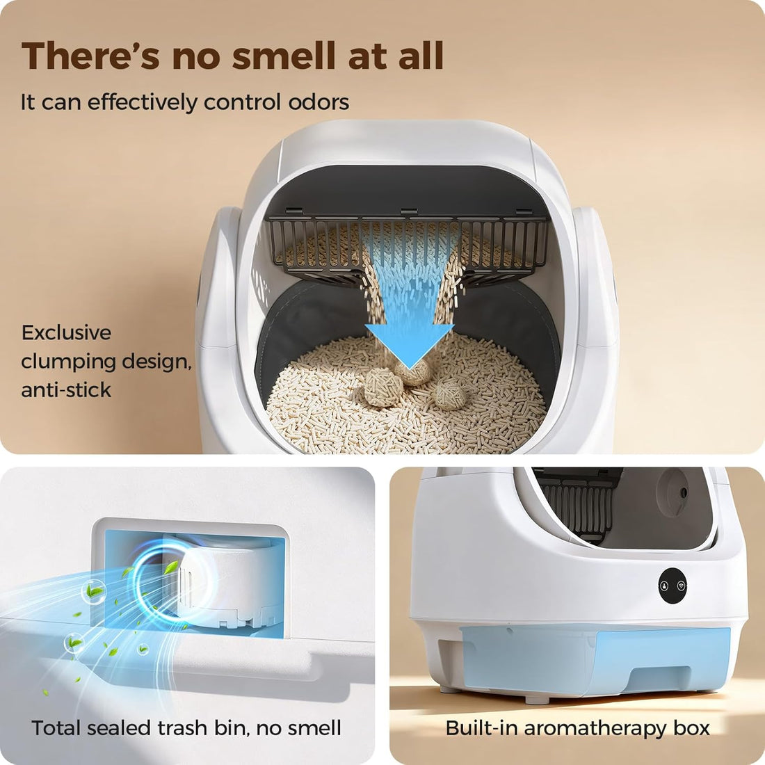 Open-Top Automatic Litter Box, Odor Control, Ready to Use