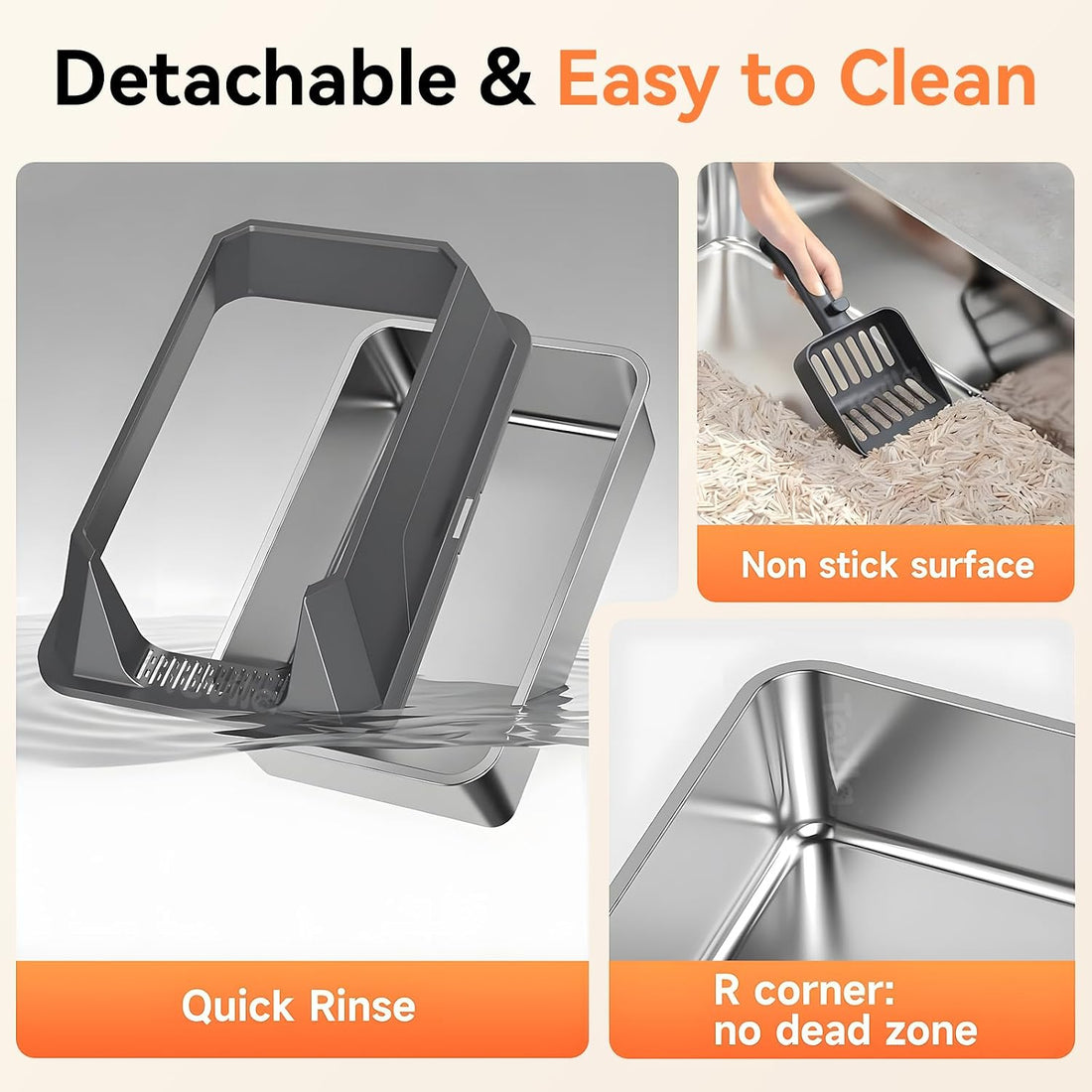 Stainless Steel Litter Box with High Sides, XL