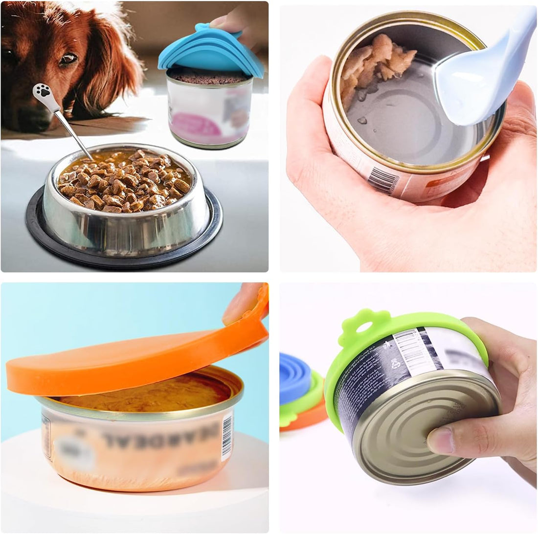 SHENGQIDZ 3 Pack Pet Food Can Covers Universal Can Lids Safe/Silicone