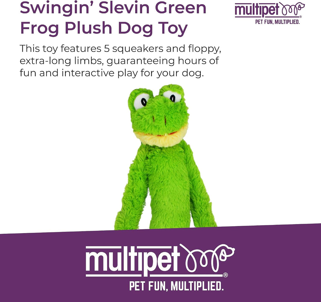 Multipet Swingin' Slevin Frog Dog Plush Toy