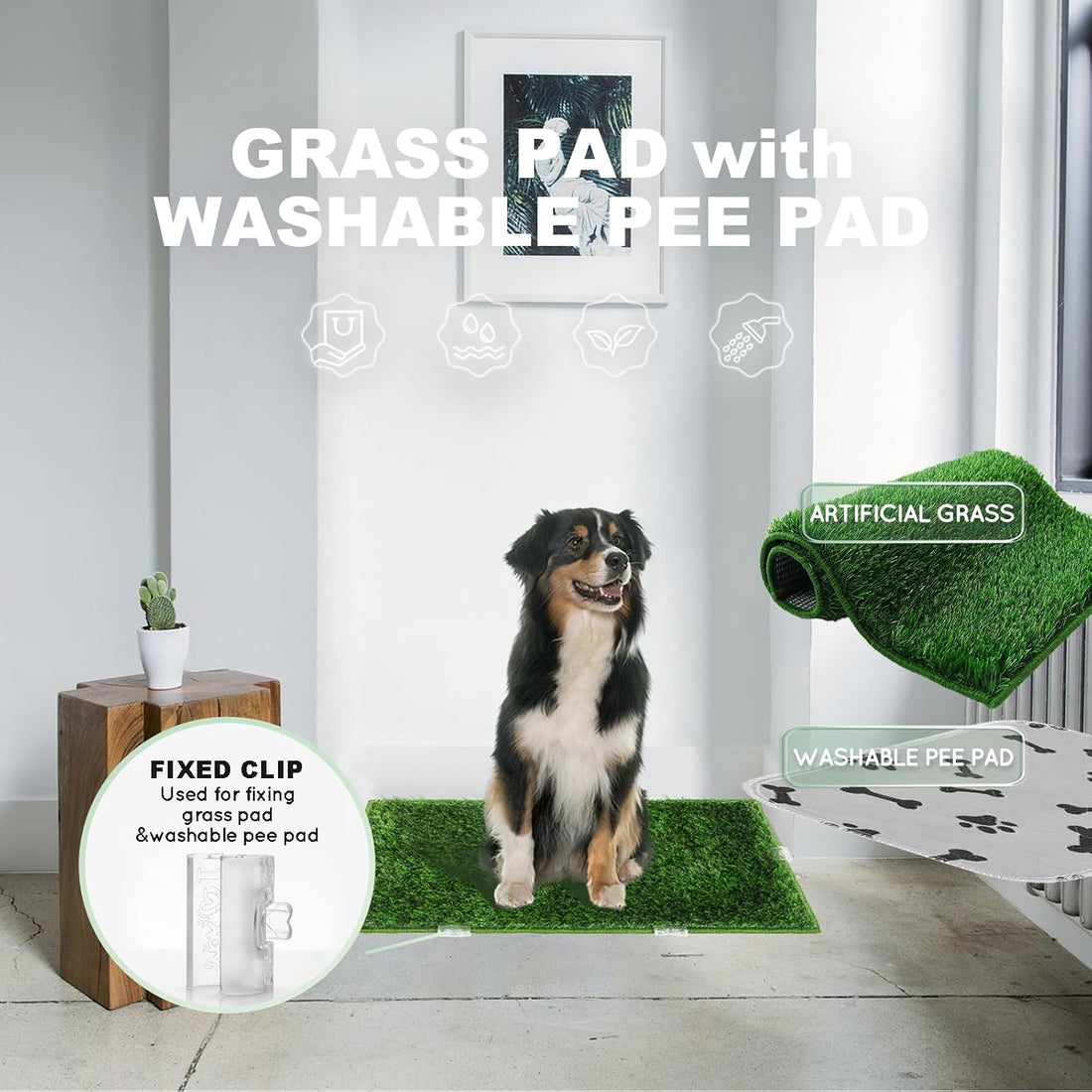 HQ4US 4LEGS Dog Pee Grass with Washable Pee Pads for Dog Litter Box 2