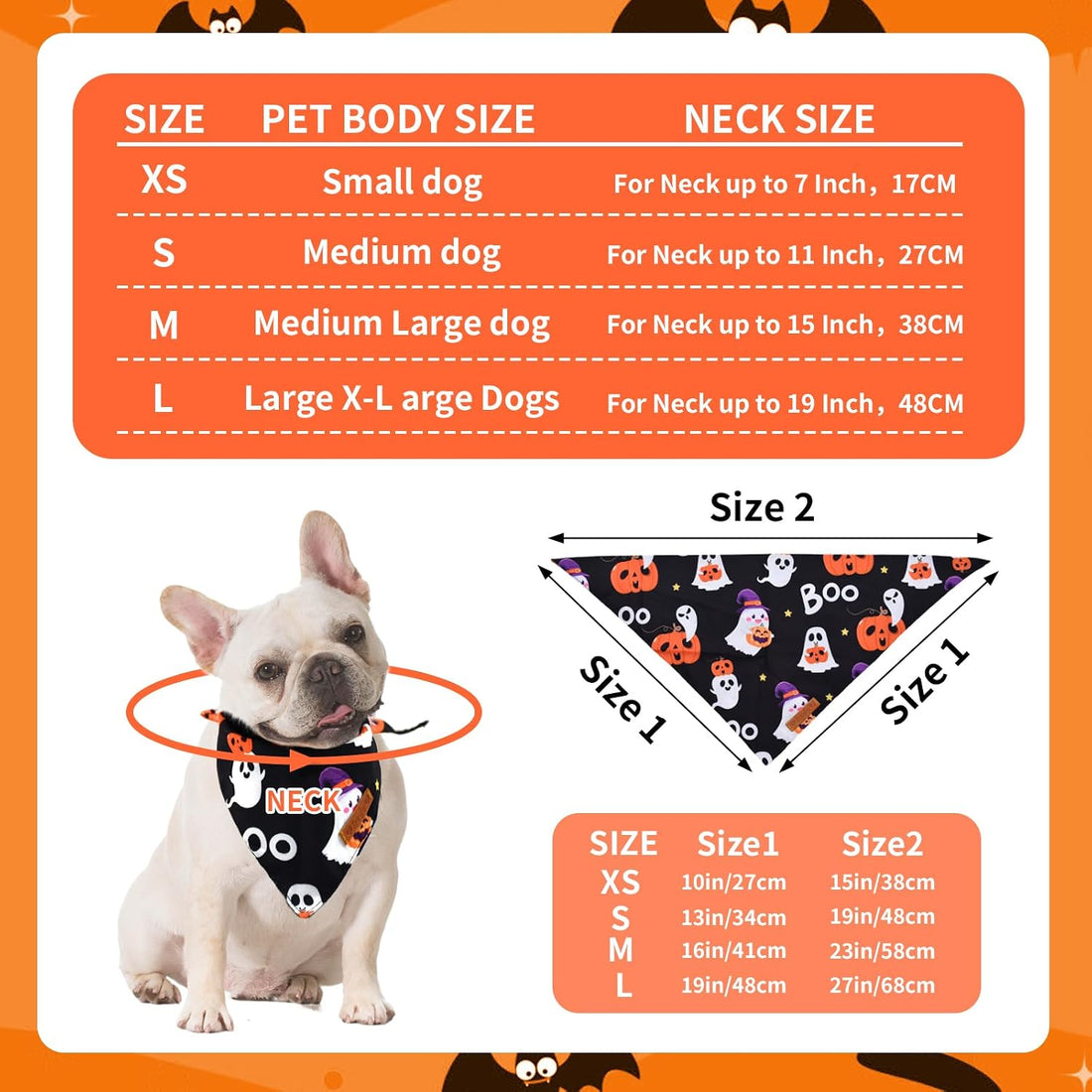 2 Pieces Halloween Dog Bandanas