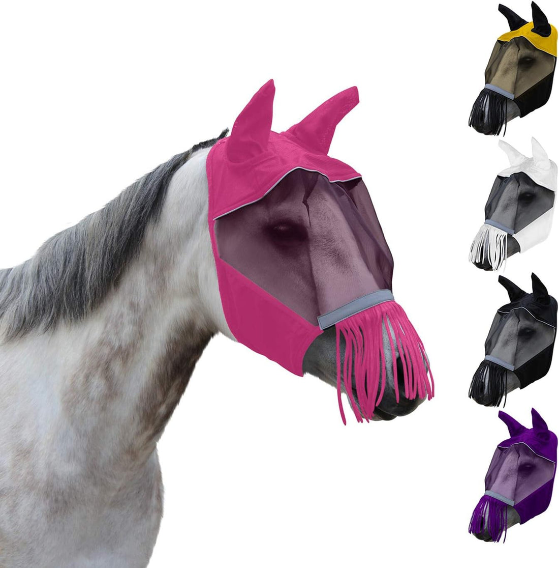 Derby Originals Reflective Safety Horse Fly Mask with Ears and Nose