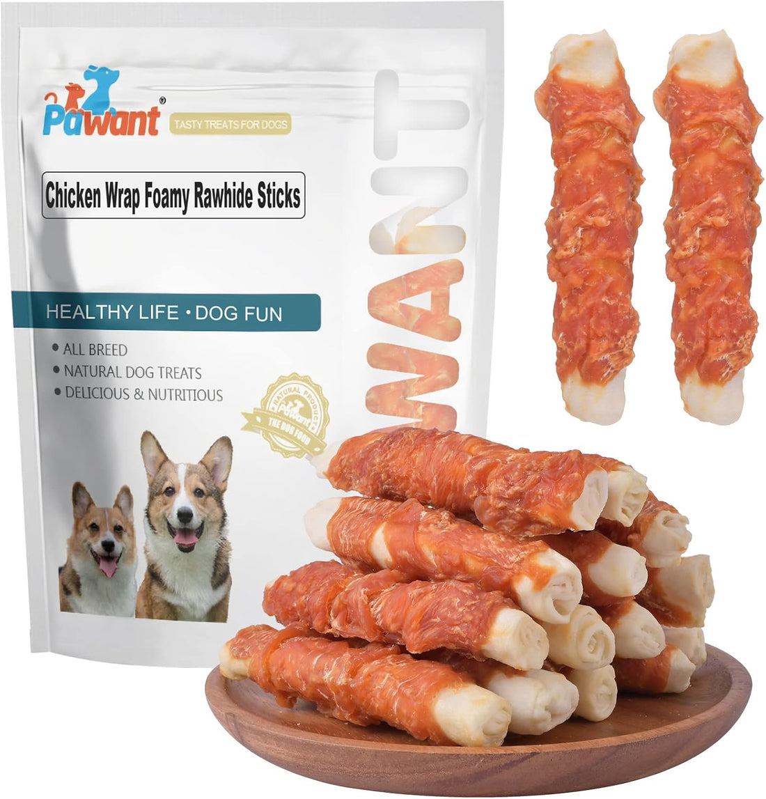 Dog Treats Chicken Wrapped Rawhide Rolls Healthy Dog Chews Long